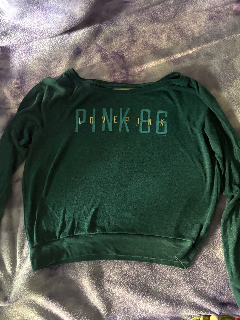 PINK Victoria's Secret Dark Green Logo Sweatshirt